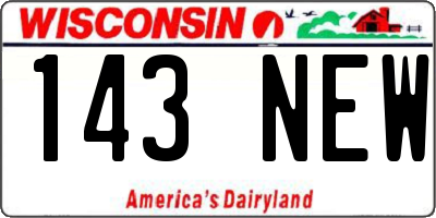 WI license plate 143NEW