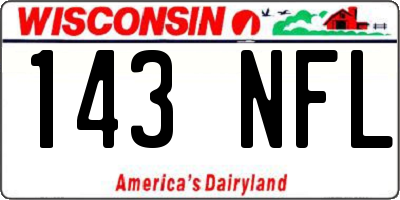WI license plate 143NFL