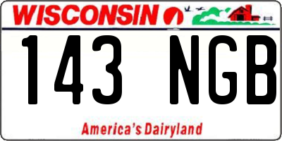 WI license plate 143NGB
