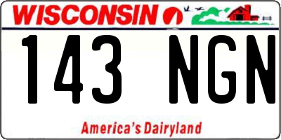 WI license plate 143NGN