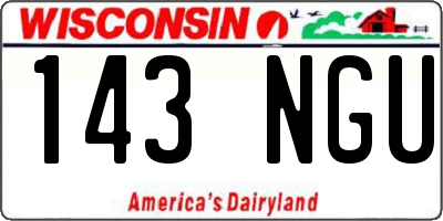 WI license plate 143NGU