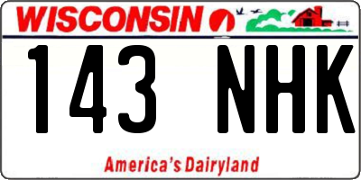 WI license plate 143NHK