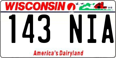 WI license plate 143NIA