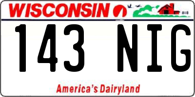 WI license plate 143NIG