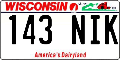 WI license plate 143NIK