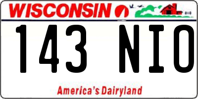 WI license plate 143NIO