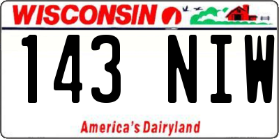 WI license plate 143NIW