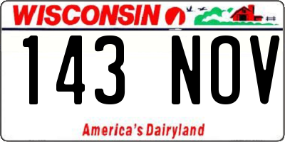 WI license plate 143NOV