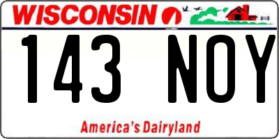 WI license plate 143NOY