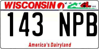WI license plate 143NPB