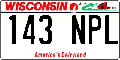 WI license plate 143NPL