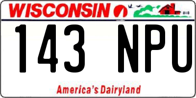 WI license plate 143NPU