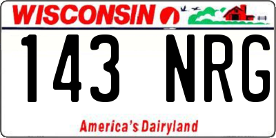 WI license plate 143NRG