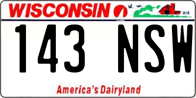 WI license plate 143NSW