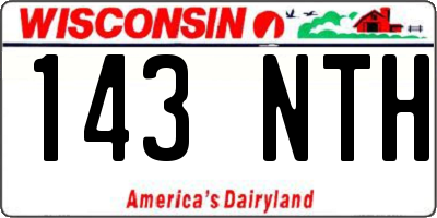 WI license plate 143NTH