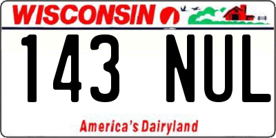 WI license plate 143NUL