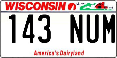 WI license plate 143NUM