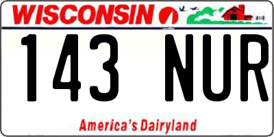 WI license plate 143NUR