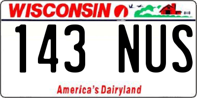 WI license plate 143NUS