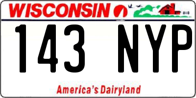 WI license plate 143NYP