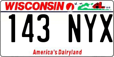 WI license plate 143NYX