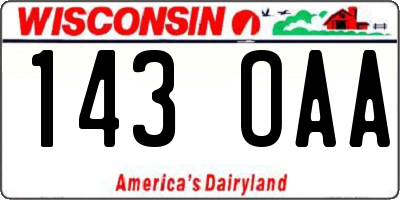 WI license plate 143OAA