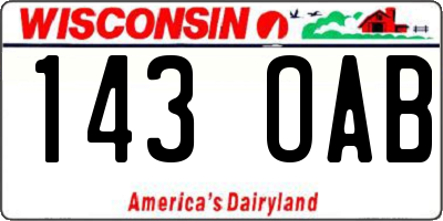 WI license plate 143OAB
