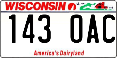WI license plate 143OAC