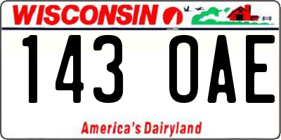 WI license plate 143OAE