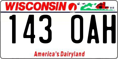 WI license plate 143OAH
