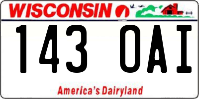 WI license plate 143OAI
