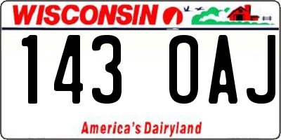 WI license plate 143OAJ