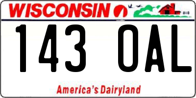 WI license plate 143OAL
