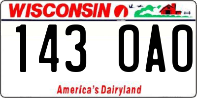 WI license plate 143OAO