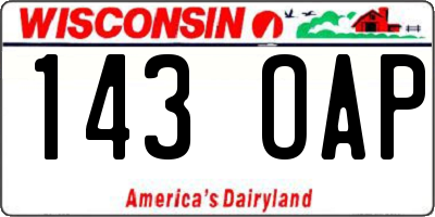 WI license plate 143OAP