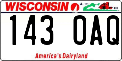 WI license plate 143OAQ