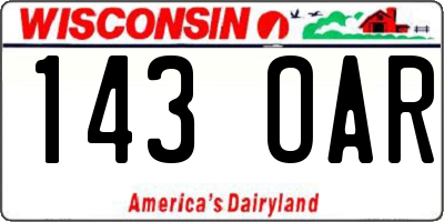WI license plate 143OAR