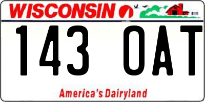 WI license plate 143OAT