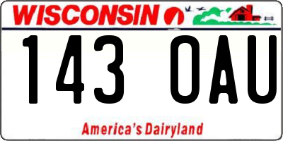 WI license plate 143OAU