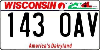 WI license plate 143OAV