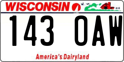 WI license plate 143OAW
