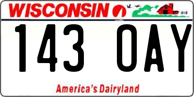 WI license plate 143OAY