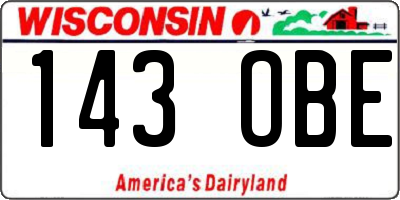 WI license plate 143OBE