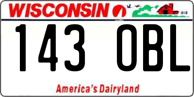 WI license plate 143OBL