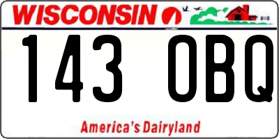 WI license plate 143OBQ