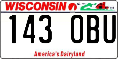 WI license plate 143OBU
