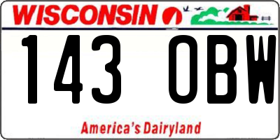 WI license plate 143OBW