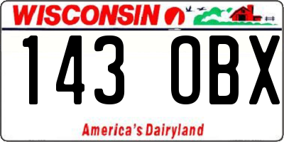 WI license plate 143OBX
