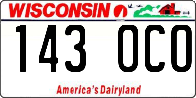 WI license plate 143OCO