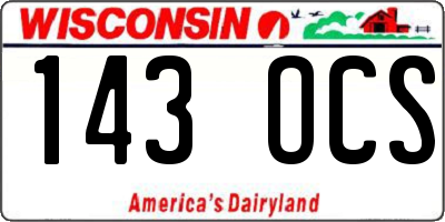WI license plate 143OCS